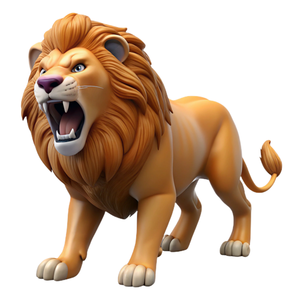 calm immaculate A roaring African lion, NO BACKGROUND with Transparent Background. expertly shot png