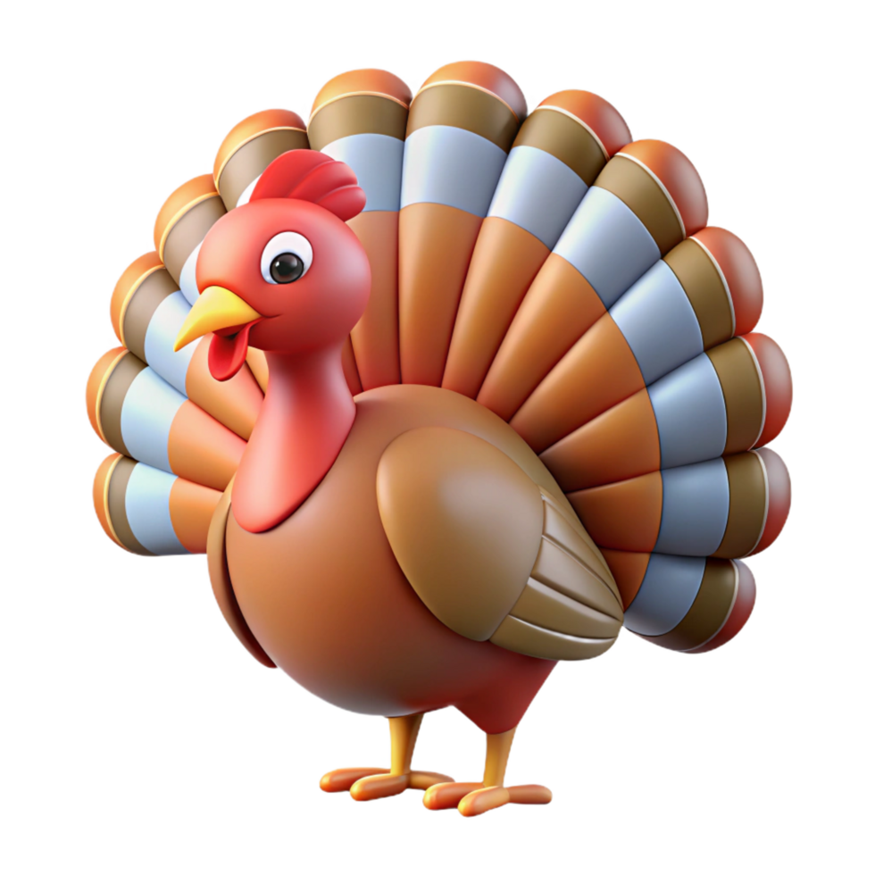 dramatic peaceful classic A turkey with fanned tail feathers, NO BACKGROUND with Transparent Background. crisp png