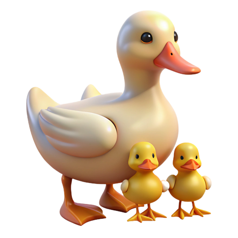 whimsical pristine A duck with ducklings, NO BACKGROUND with Transparent Background. ultra HD png