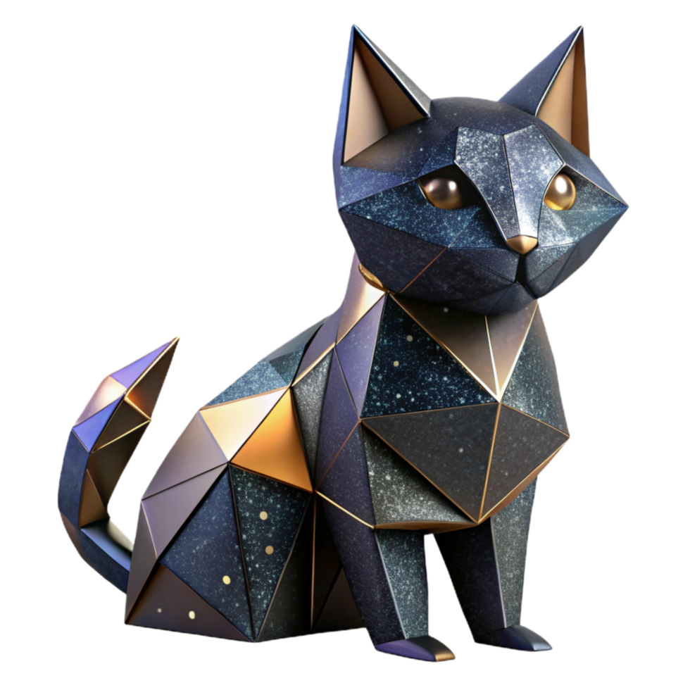 dramatic traditional Origami Cat Black Cutout with Realistic Folds premium png