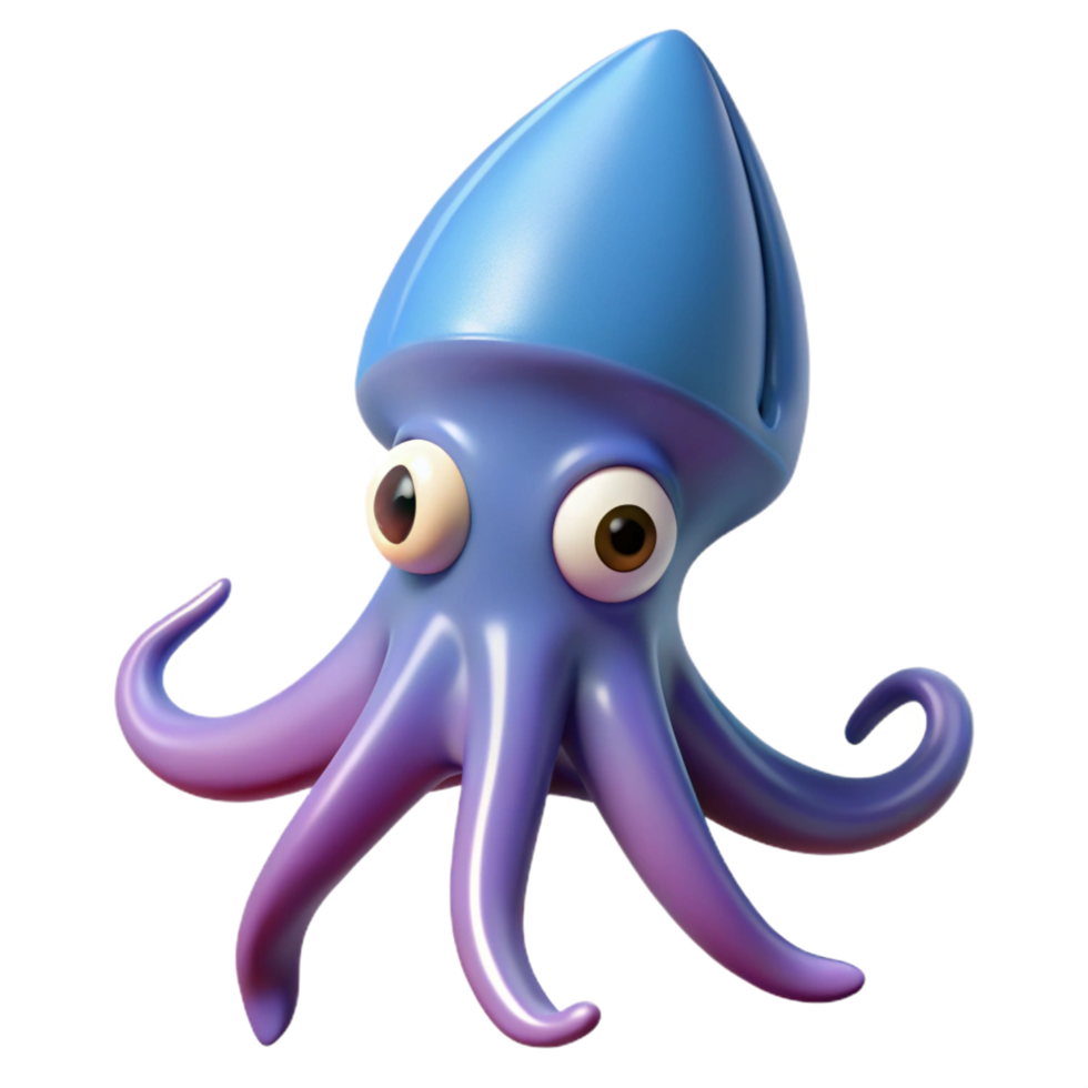 extraordinary mysterious futuristic A squid, NO BACKGROUND with Transparent Background. sharp png