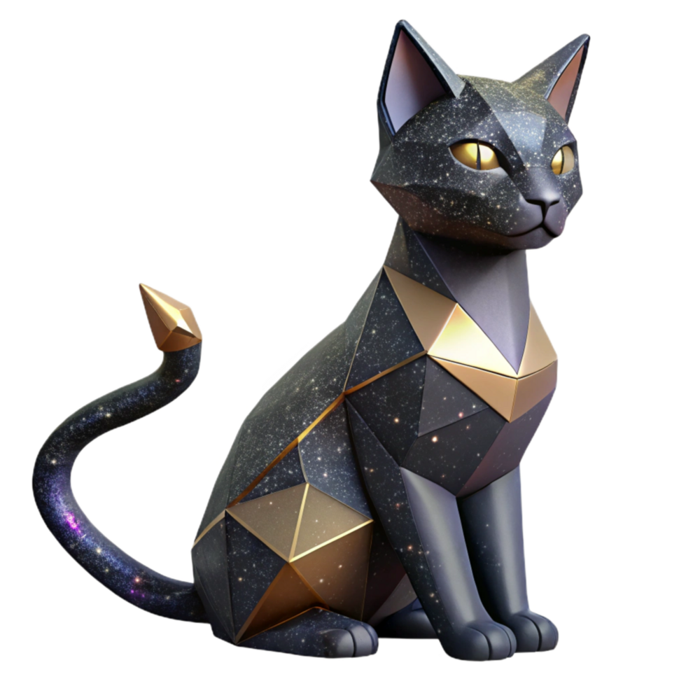 stunning abstract Origami Cat Black Cutout with Realistic Folds authentic png
