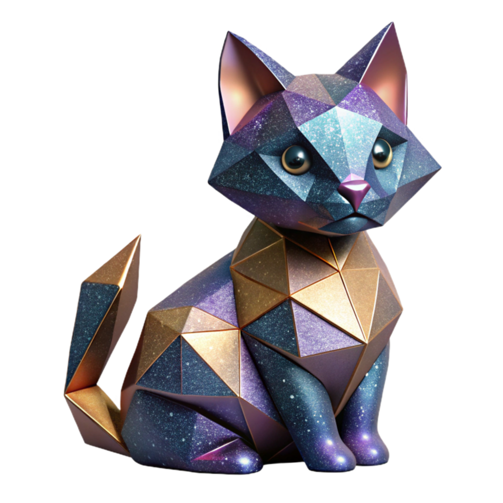 serene artistic Origami Cat Playful Kitten Isolated detailed png