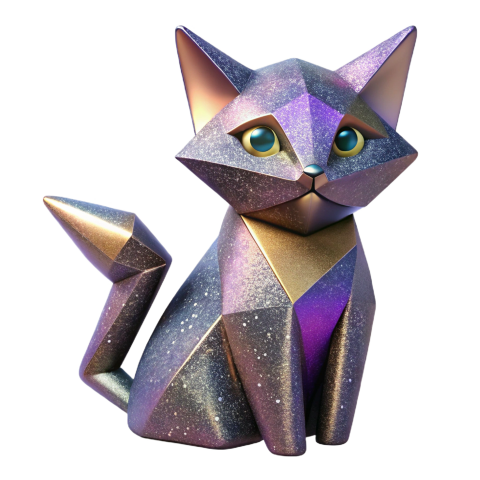 elegant creative Origami Cat Curious Expression Isolated high quality png