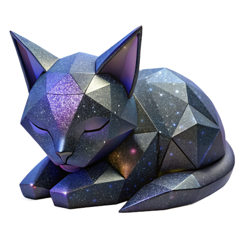 impressive artistic Origami Cat Black Cutout with Realistic Folds original png