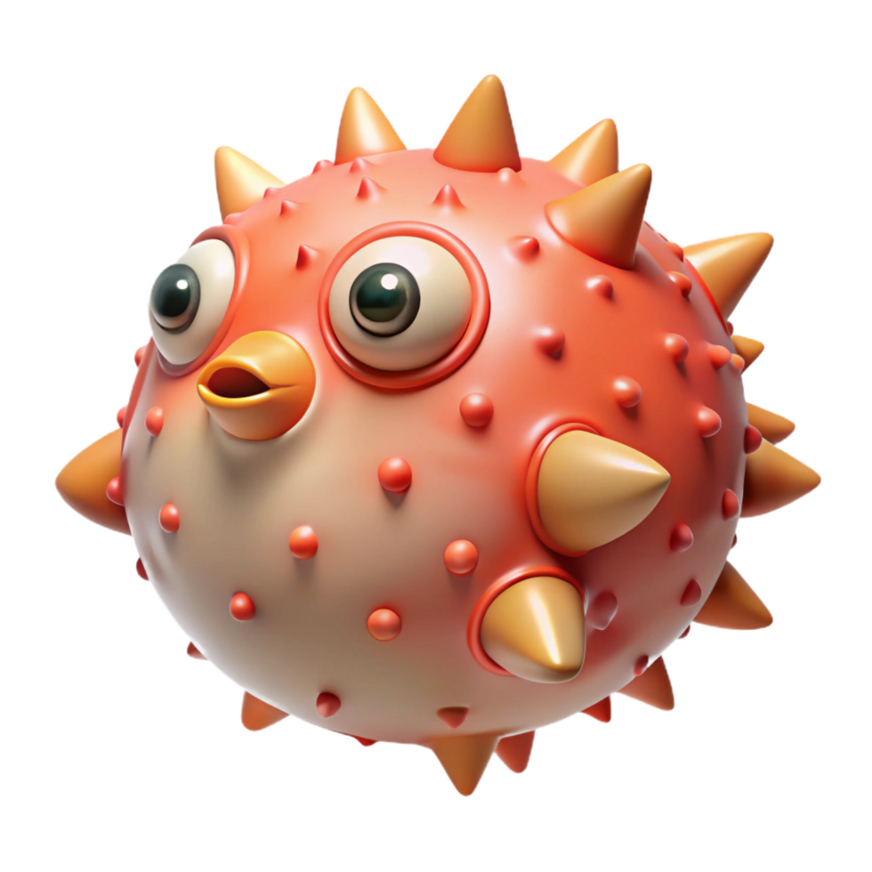 passionate beautiful A pufferfish inflated, NO BACKGROUND with Transparent Background. detailed png