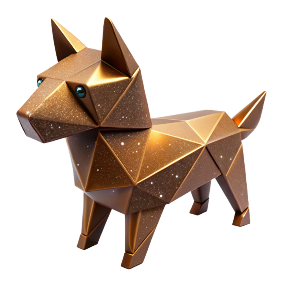 magnificent classic Origami Dog Brown Cutout Element premium png