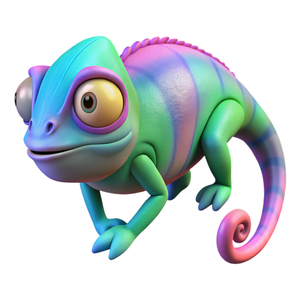 celebrated rustic A chameleon changing color, NO BACKGROUND with Transparent Background. 8K png
