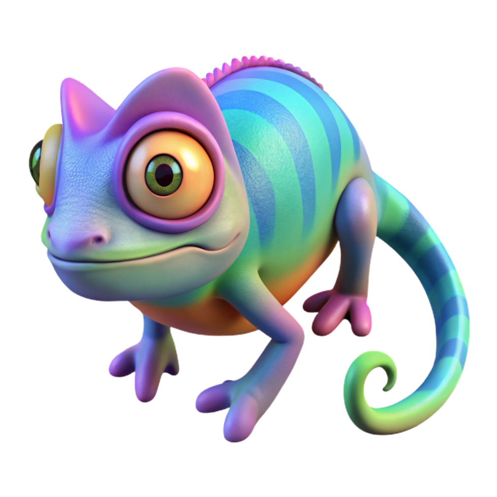 ethereal impressive A chameleon changing color, NO BACKGROUND with Transparent Background. authentic png