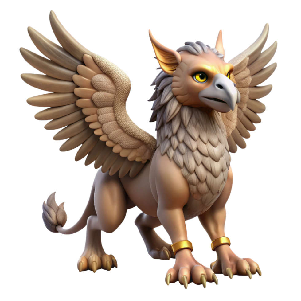 radiant standout A majestic griffin, wings spread, talons extended. NO BACKGROUND with Transparent Background. png