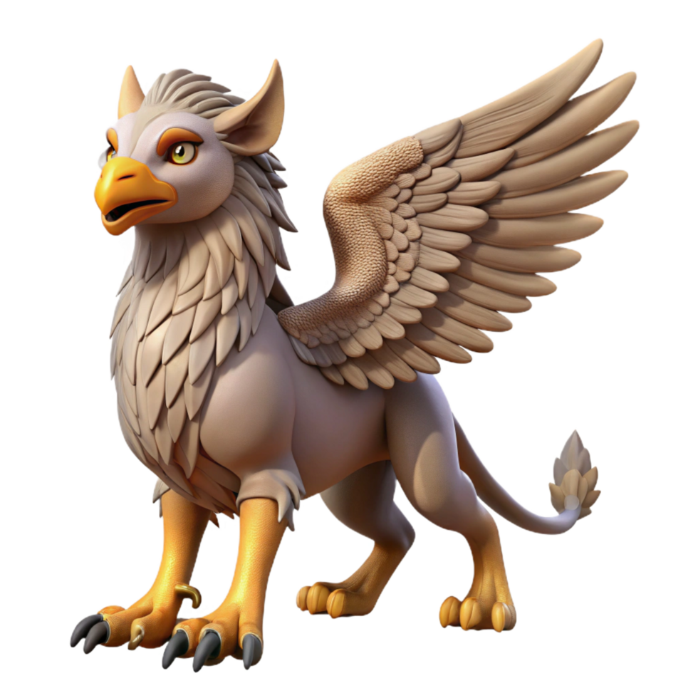 sought-after avant-garde A majestic griffin, wings spread, talons extended. NO BACKGROUND with Transparent Background. handcrafted png