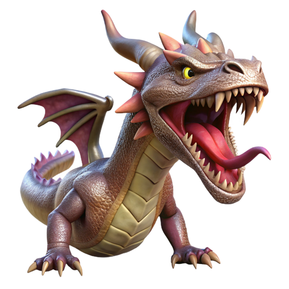 celebrated creative A fierce dragon, scales shimmering, mouth open in a roar. NO BACKGROUND with Transparent Background. original png