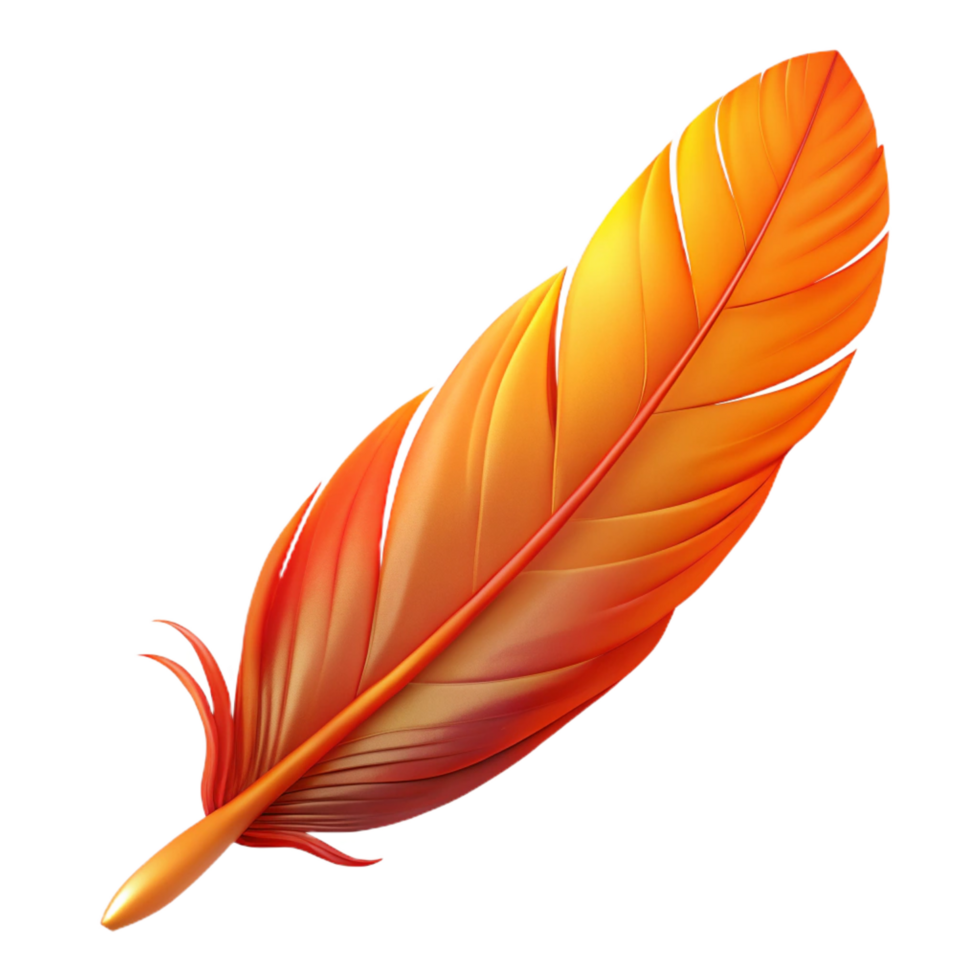 captivating victorian A single, vibrant phoenix feather. NO BACKGROUND with Transparent Background. crisp png