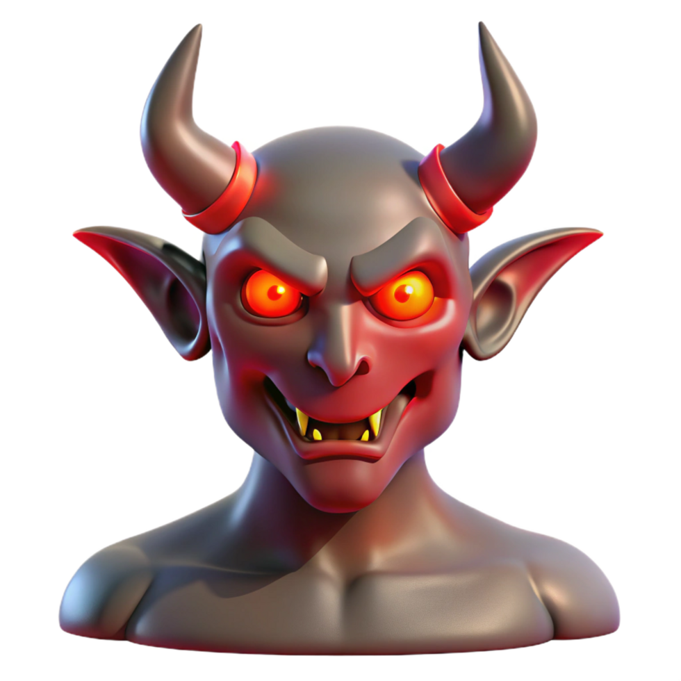 sought-after creative A horned demon, with glowing red eyes. NO BACKGROUND with Transparent Background. impeccable png