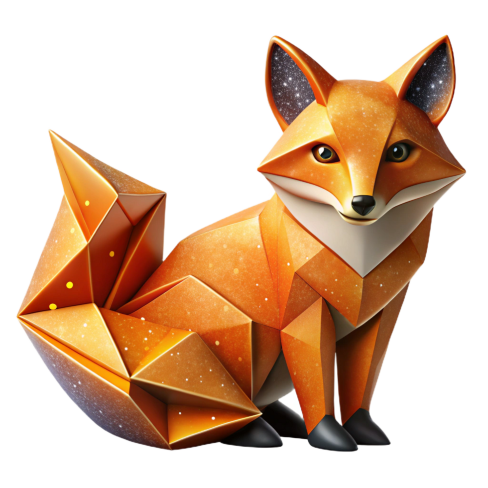 extraordinary modern Origami Fox Orange Cutout Element high resolution png