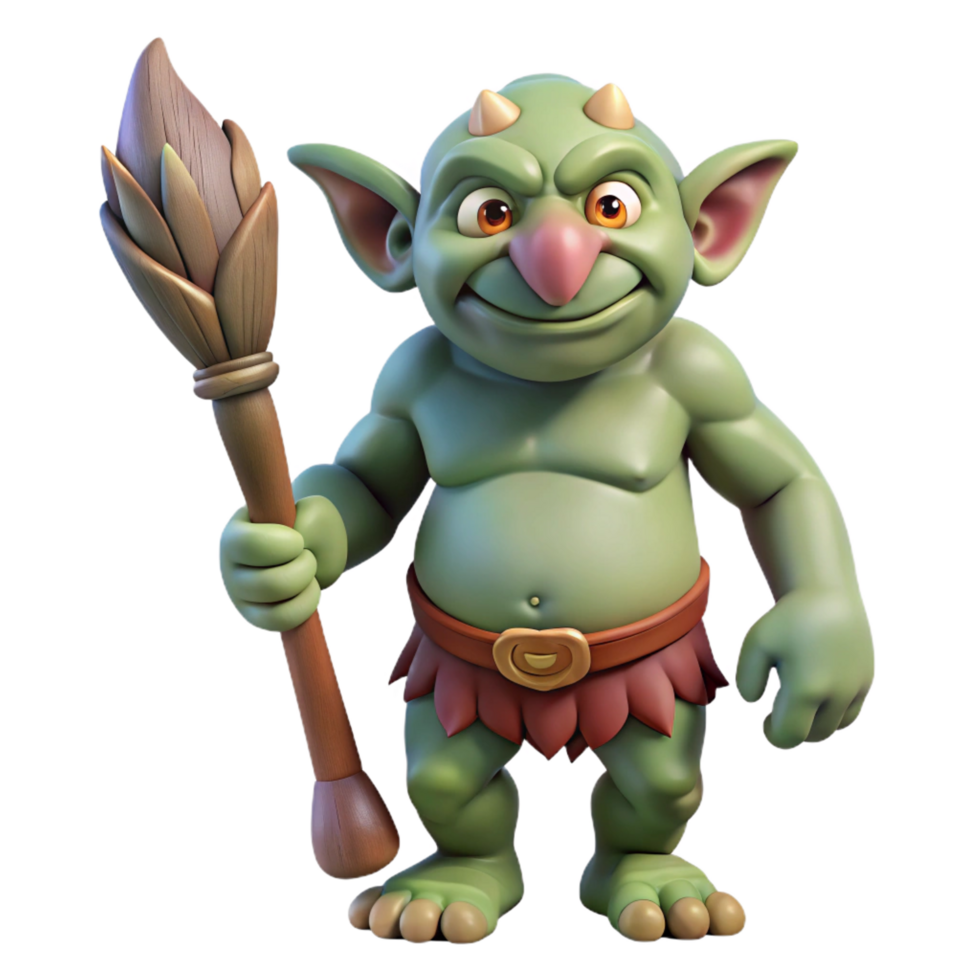 breathtaking modern A grotesque troll, holding a club. NO BACKGROUND with Transparent Background. ultra HD png