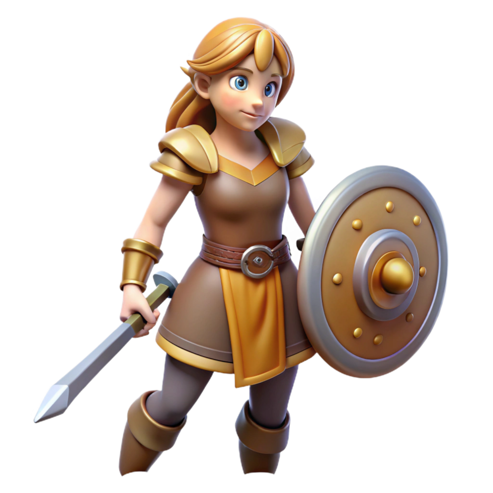 immaculate urban A fierce warrior woman, wielding a sword and shield. NO BACKGROUND with Transparent Background. expertly shot png