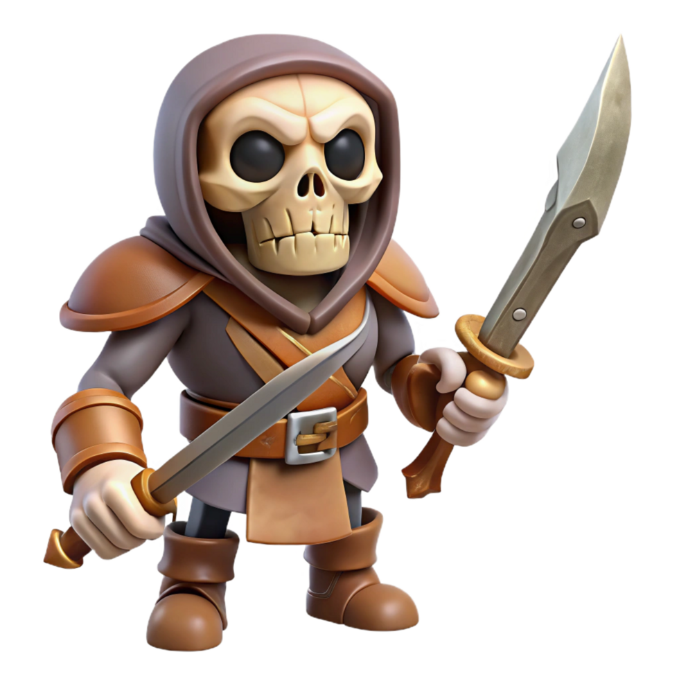 picturesque intense avant-garde A menacing skeleton warrior, wielding a rusty sword. NO BACKGROUND with Transparent Background. sharp png
