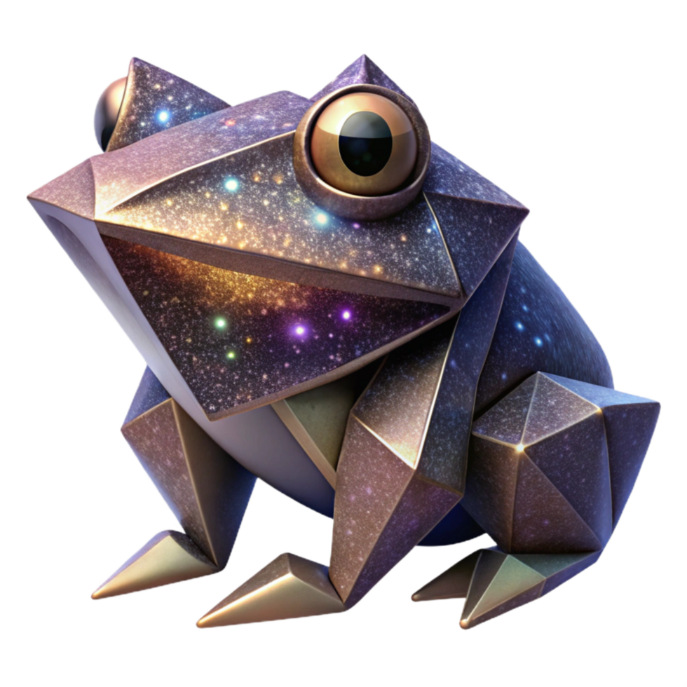 magnificent abstract Origami Frog Realistic Texture Cutout Transparent Background high resolution png