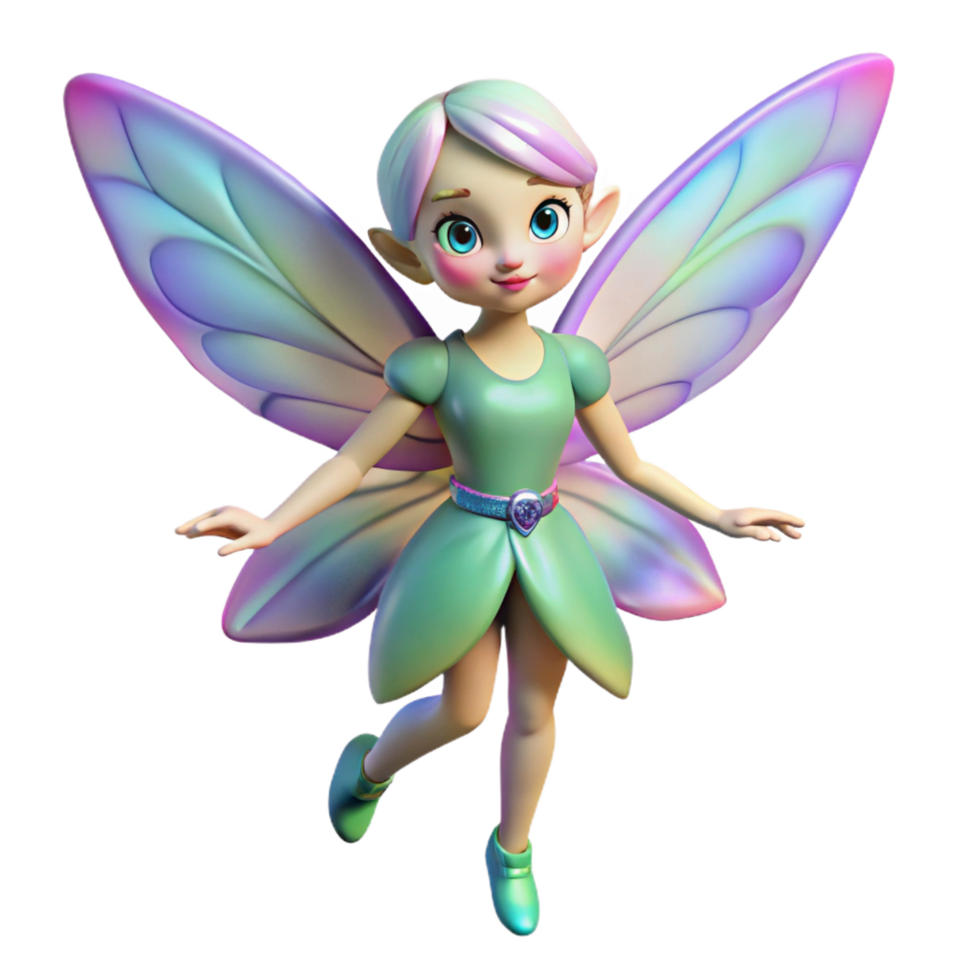 alluring creative A whimsical fairy with iridescent wings, NO BACKGROUND with Transparent Background. sharp png