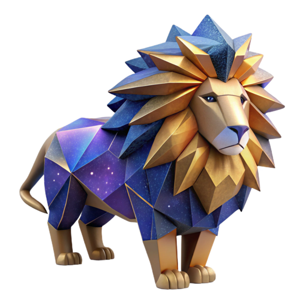 magnificent creative Origami Lion Cutout with Majestic Mane professional png
