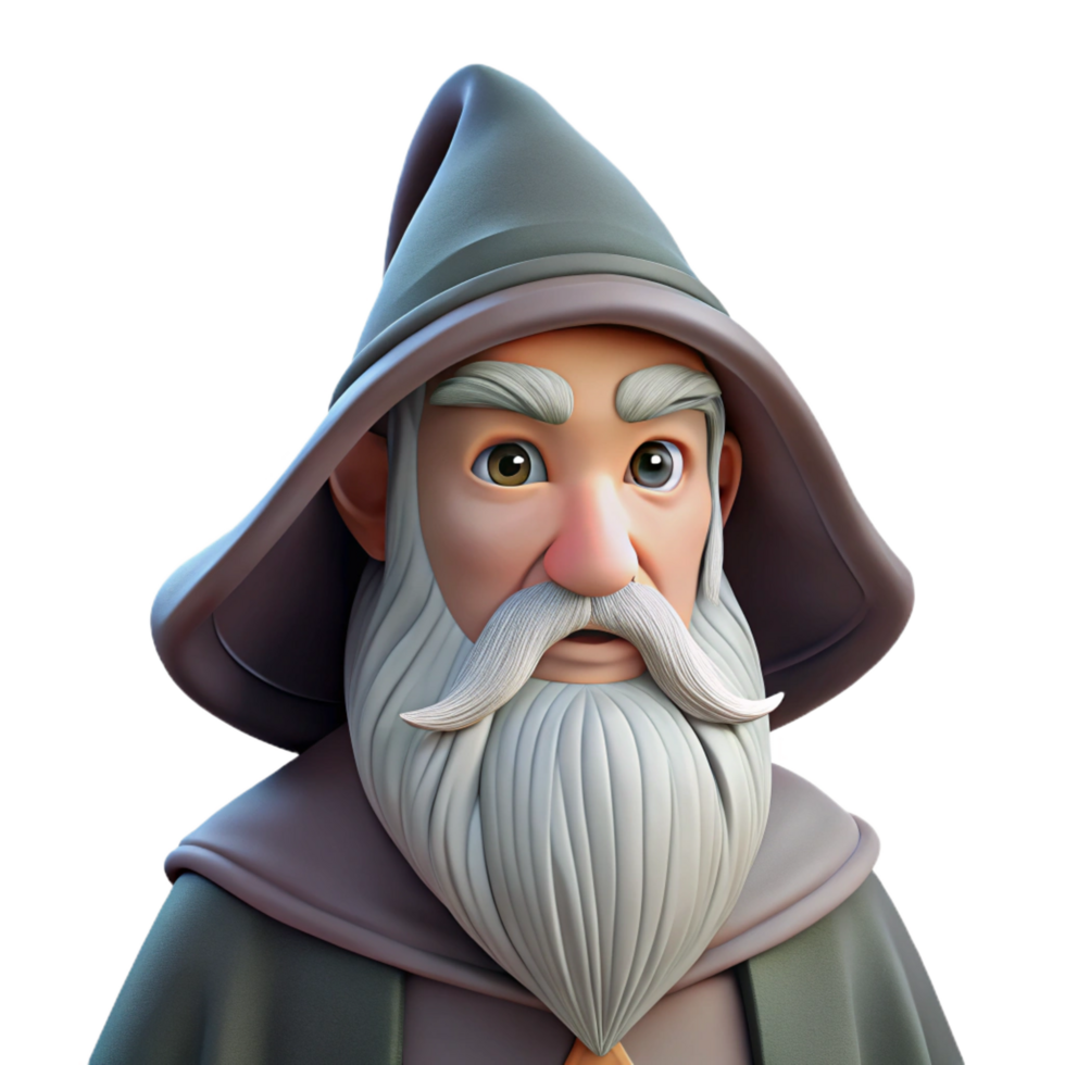 spectacular exceptional A wise old wizard with a long white beard, NO BACKGROUND with Transparent Background. png