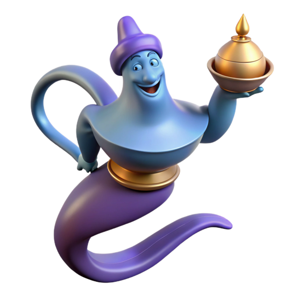 wonderful memorable A powerful djinn emerging from a lamp, NO BACKGROUND with Transparent Background. png
