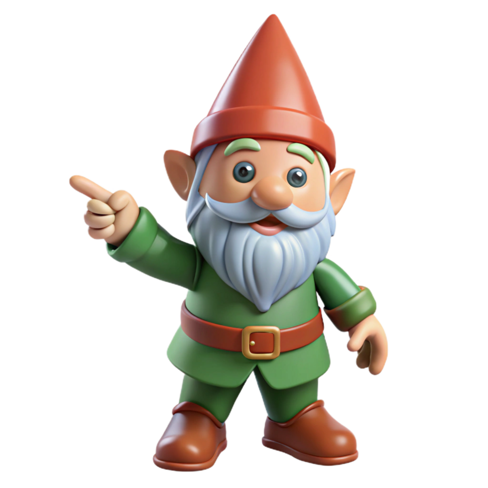 nostalgic sumptuous A playful gnome with a pointed hat, NO BACKGROUND with Transparent Background. refined png
