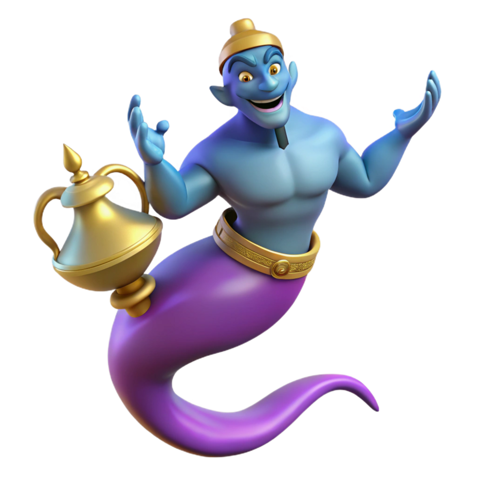calm breathtaking A powerful djinn emerging from a lamp, NO BACKGROUND with Transparent Background. gallery standard png