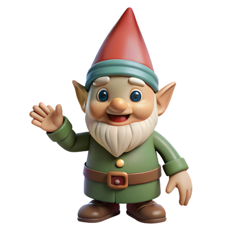 enchanting coastal A playful gnome with a pointed hat, NO BACKGROUND with Transparent Background. 8K png