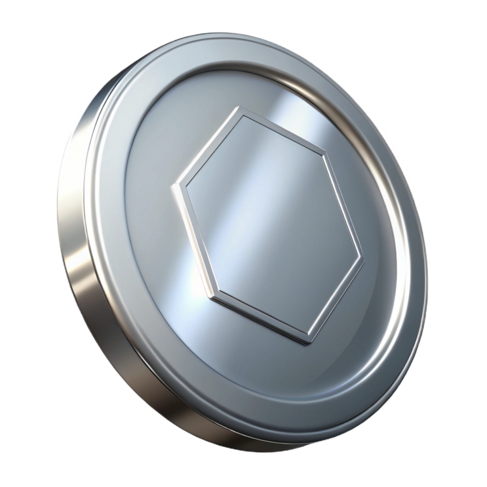 timeless elegant A single, shining silver coin, NO BACKGROUND with Transparent Background. ultra HD png
