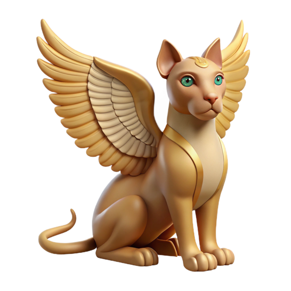 notable classic A graceful sphinx with wings, NO BACKGROUND with Transparent Background. authentic png