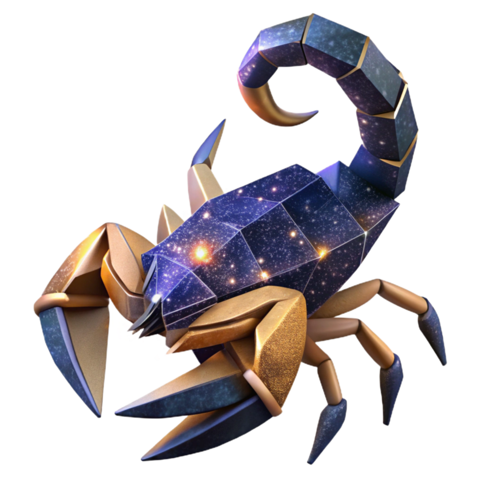 dramatic artistic Origami Scorpion Cutout with Curved Tail professional png
