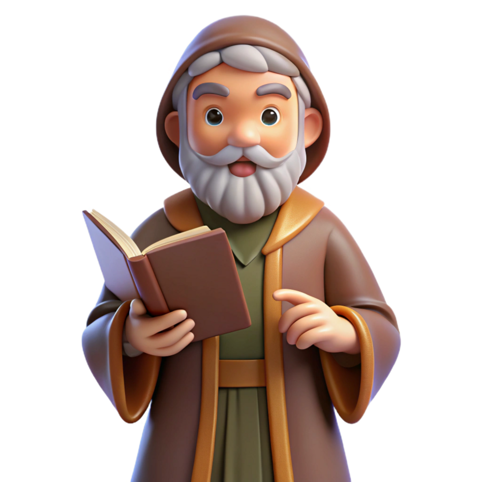 mesmerizing classic A wise old sage with a book, NO BACKGROUND with Transparent Background. premium png