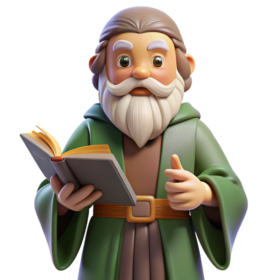 sought-after elegant A wise old sage with a book, NO BACKGROUND with Transparent Background. premium png