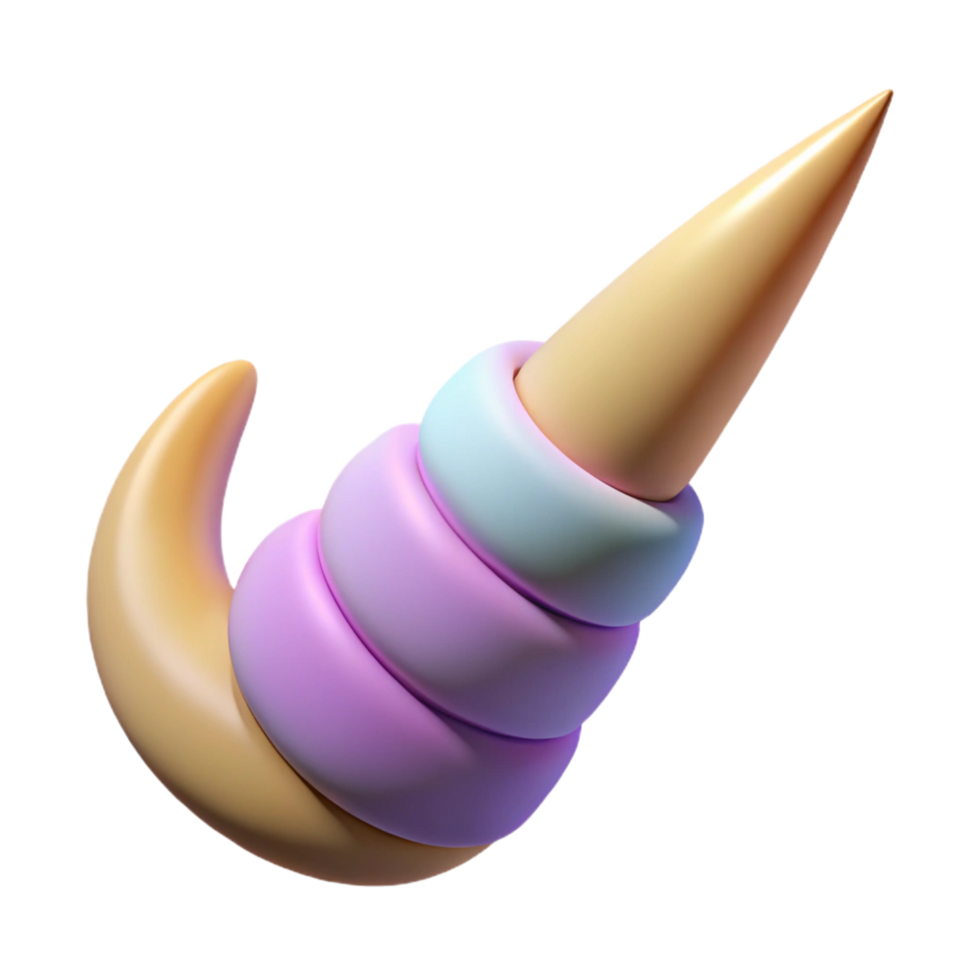extraordinary ethereal futuristic A graceful unicorn horn, NO BACKGROUND with Transparent Background. museum quality png