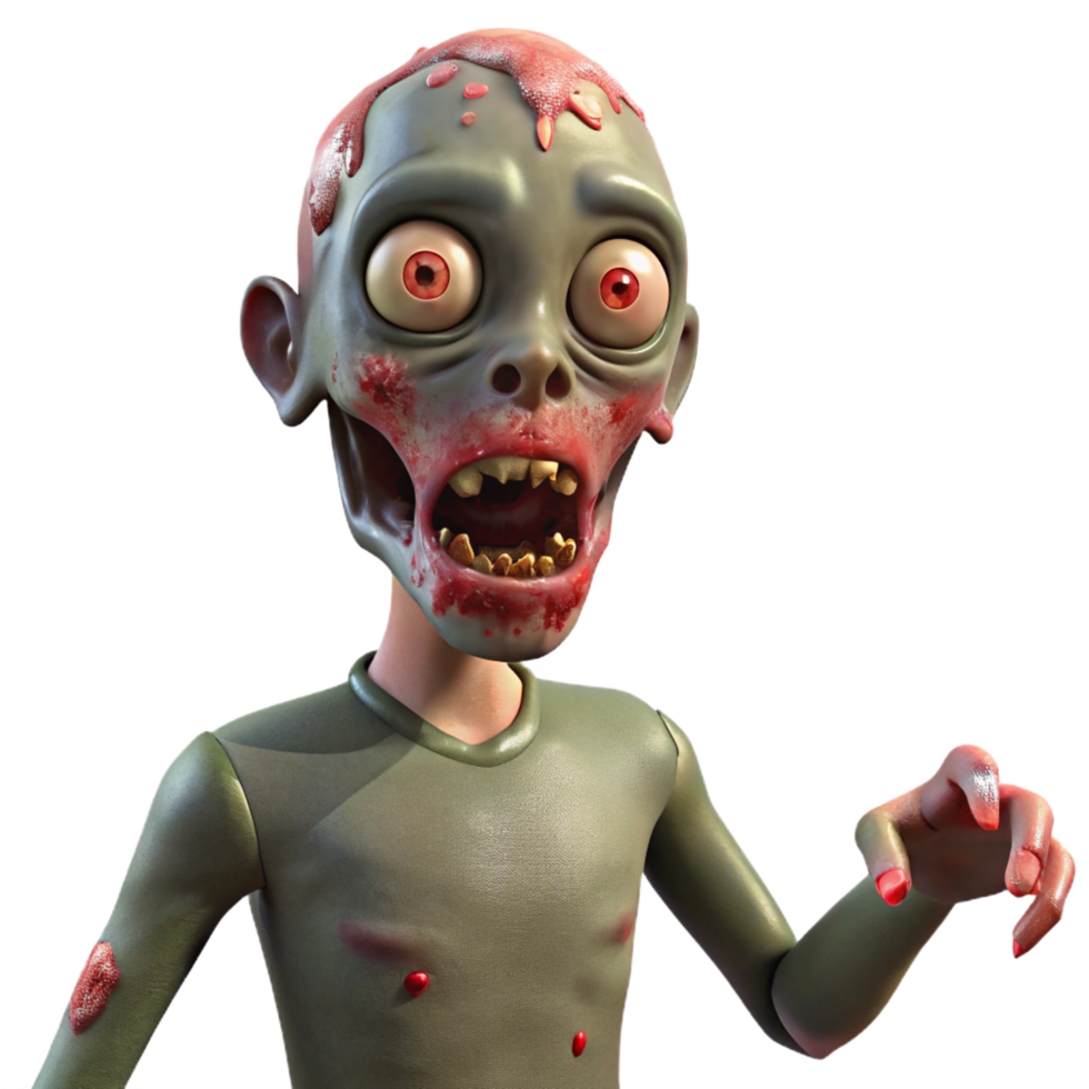 exemplary traditional A terrifying zombie with decaying flesh, NO BACKGROUND with Transparent Background. 8K png