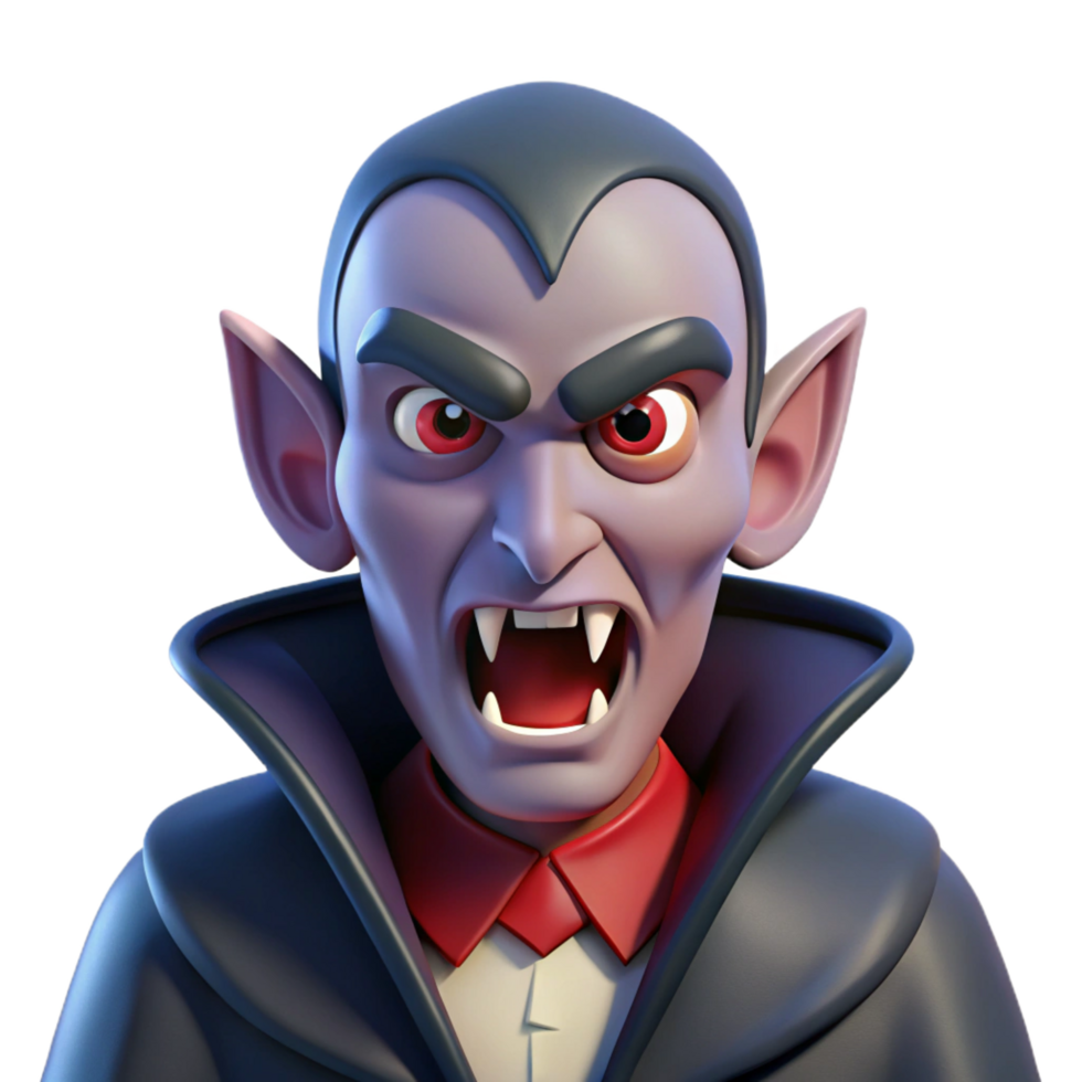 gorgeous geometric A menacing vampire with fangs, NO BACKGROUND with Transparent Background. handcrafted png
