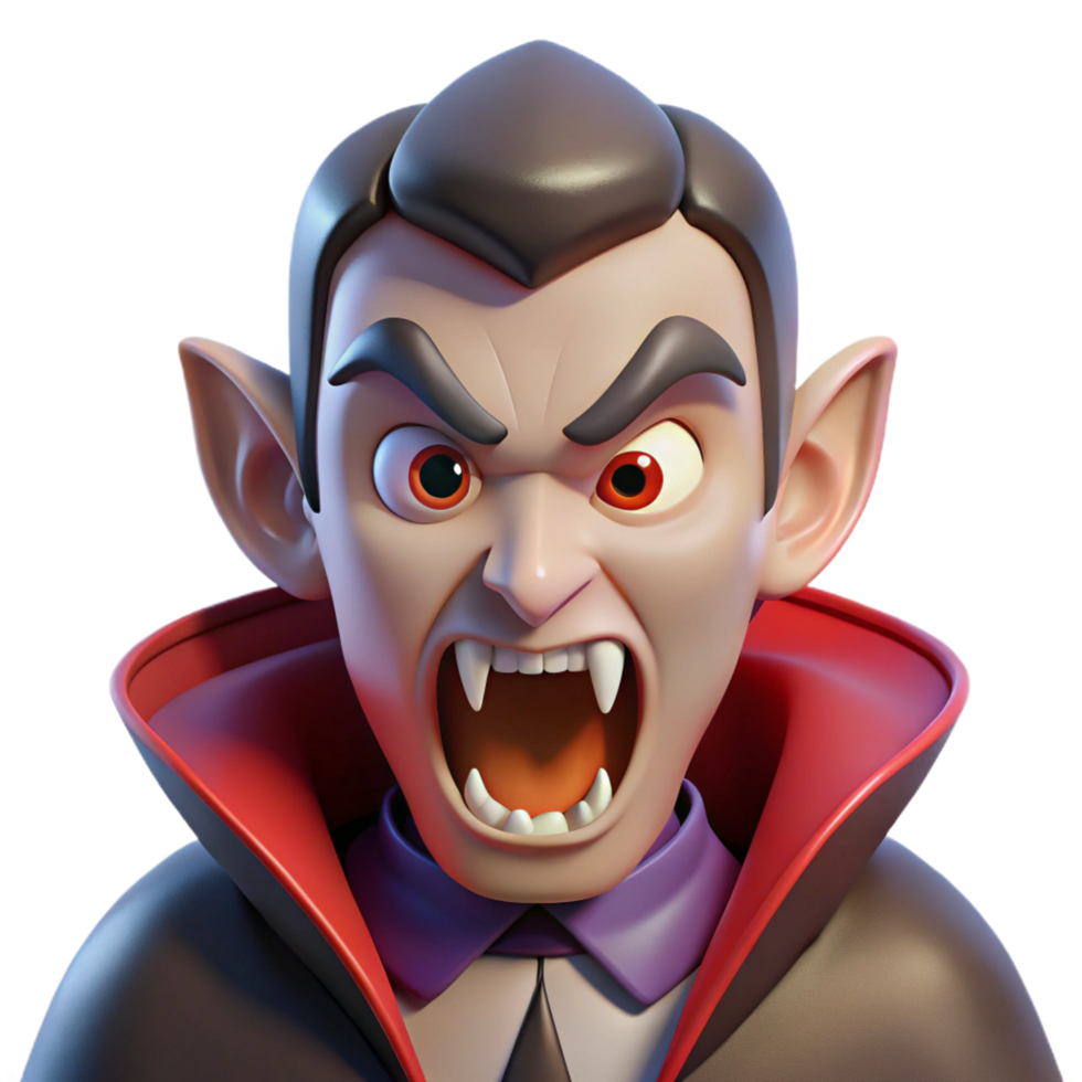 immaculate nostalgic elegant A menacing vampire with fangs, NO BACKGROUND with Transparent Background. genuine png
