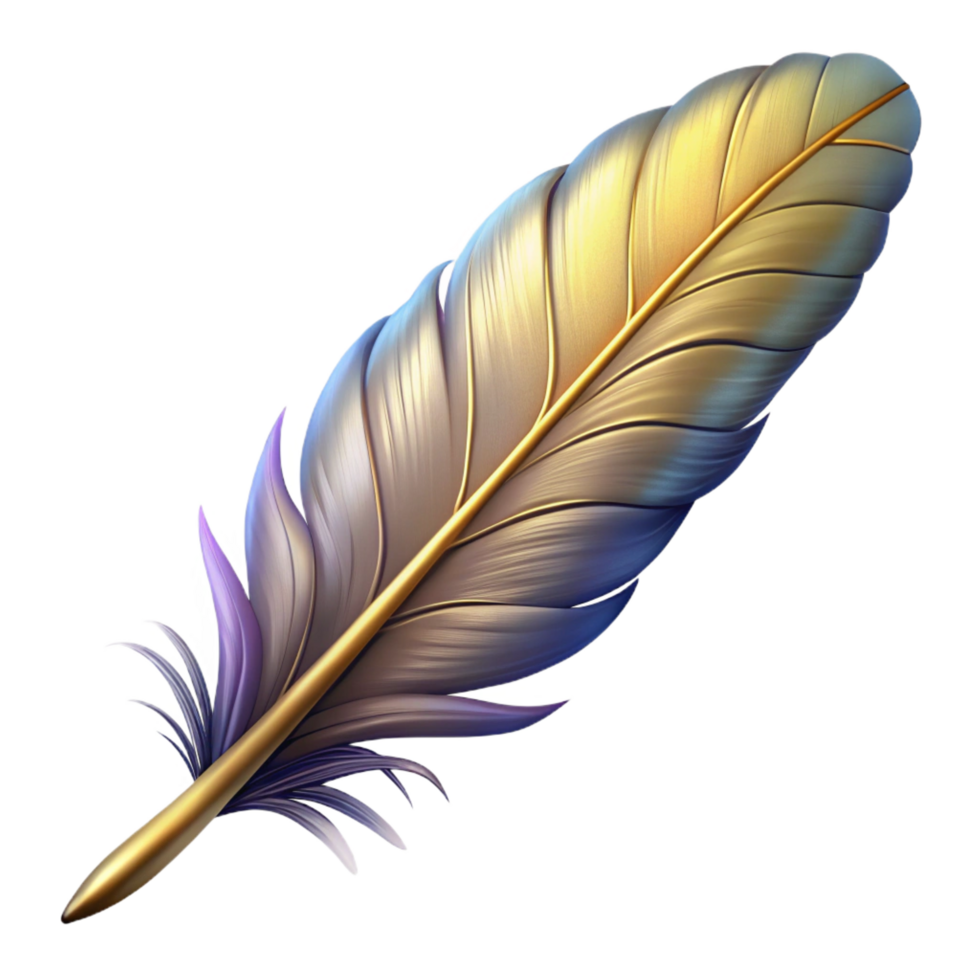 striking dramatic avant-garde A majestic griffin feather, NO BACKGROUND with Transparent Background. handcrafted png
