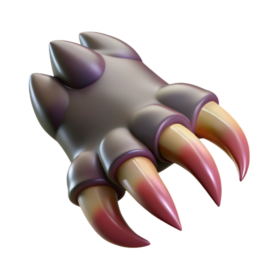 striking passionate gothic A fierce werewolf claw, NO BACKGROUND with Transparent Background. studio quality png