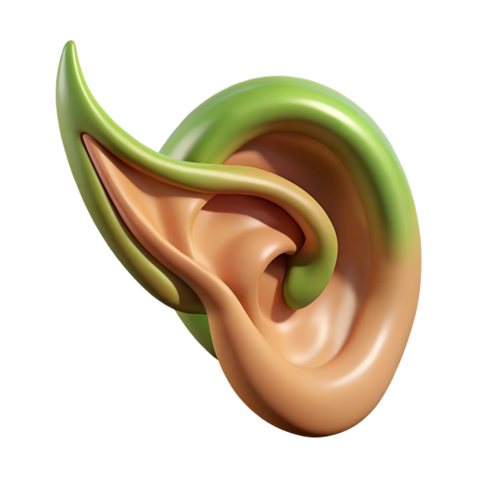 dazzling retro A beautiful elf ear, NO BACKGROUND with Transparent Background. exclusive png
