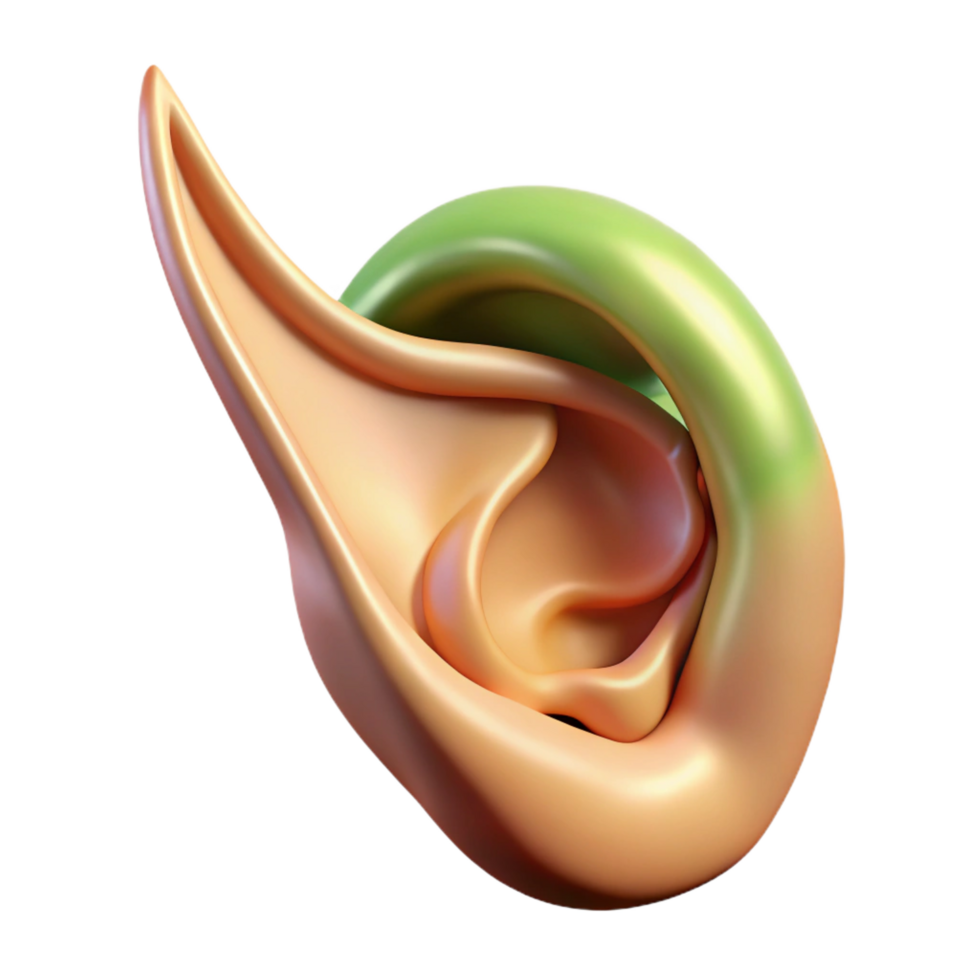 fascinating inspired A beautiful elf ear, NO BACKGROUND with Transparent Background. png