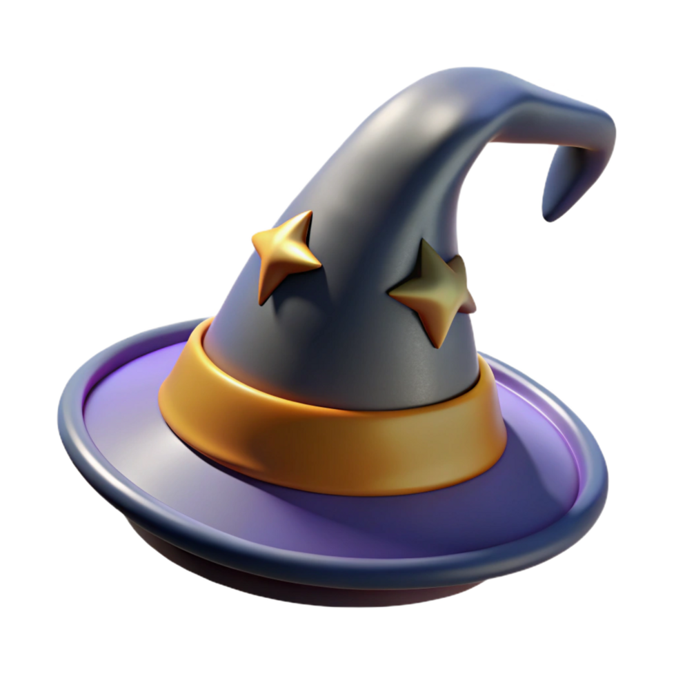 magnificent energetic mid-century A wise old wizard hat, NO BACKGROUND with Transparent Background. 8K png