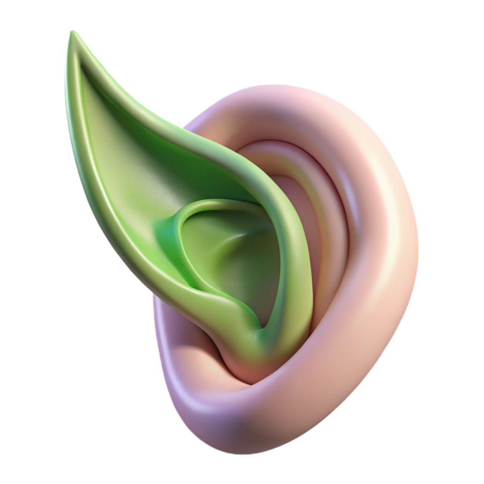 energetic stunning A beautiful elf ear, NO BACKGROUND with Transparent Background. flawless png