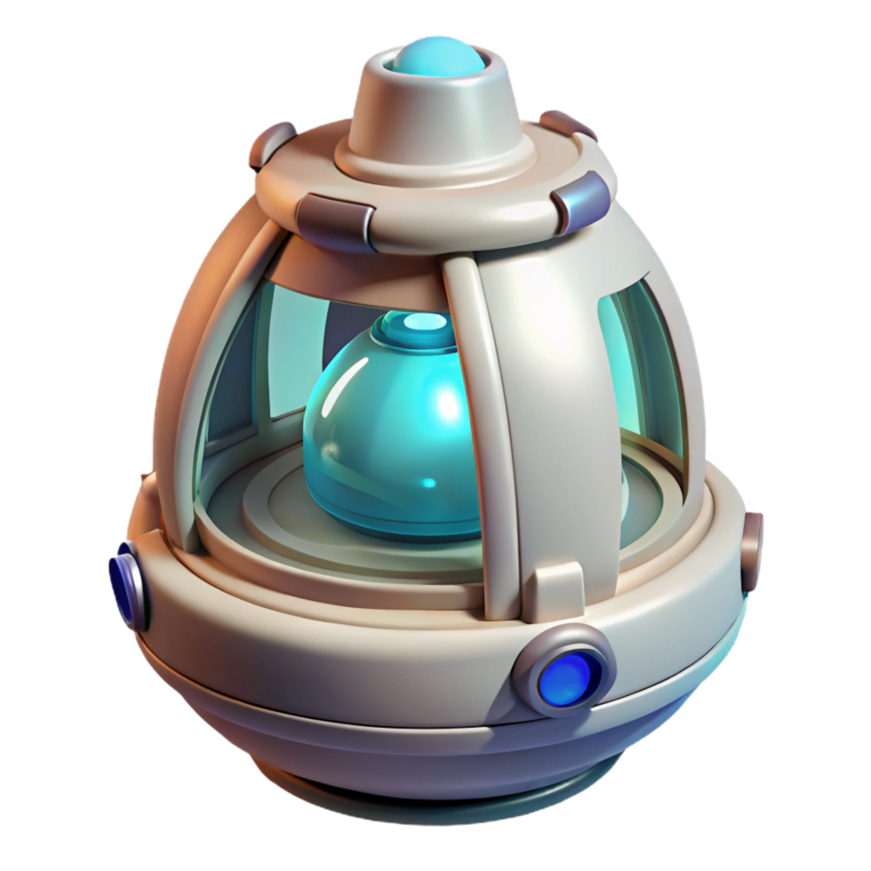 peaceful extraordinary Cryogenic pod, futuristic design, medical technology. NO BACKGROUND with Transparent Background. authentic png