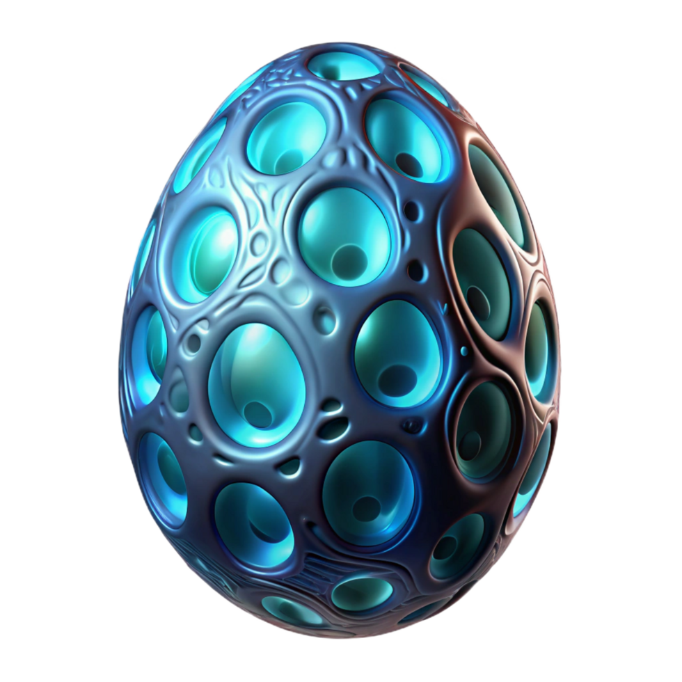 distinctive industrial Alien egg, bioluminescent, intricate patterns. NO BACKGROUND with Transparent Background. museum quality png