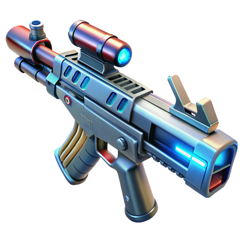 exemplary retro Laser rifle, sci-fi weapon, advanced technology. NO BACKGROUND with Transparent Background. artisan png