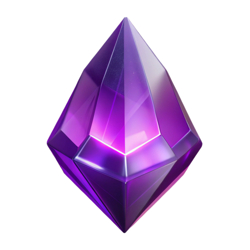 harmonious vibrant Energy crystal, glowing purple, mystical artifact. NO BACKGROUND with Transparent Background. top-tier png