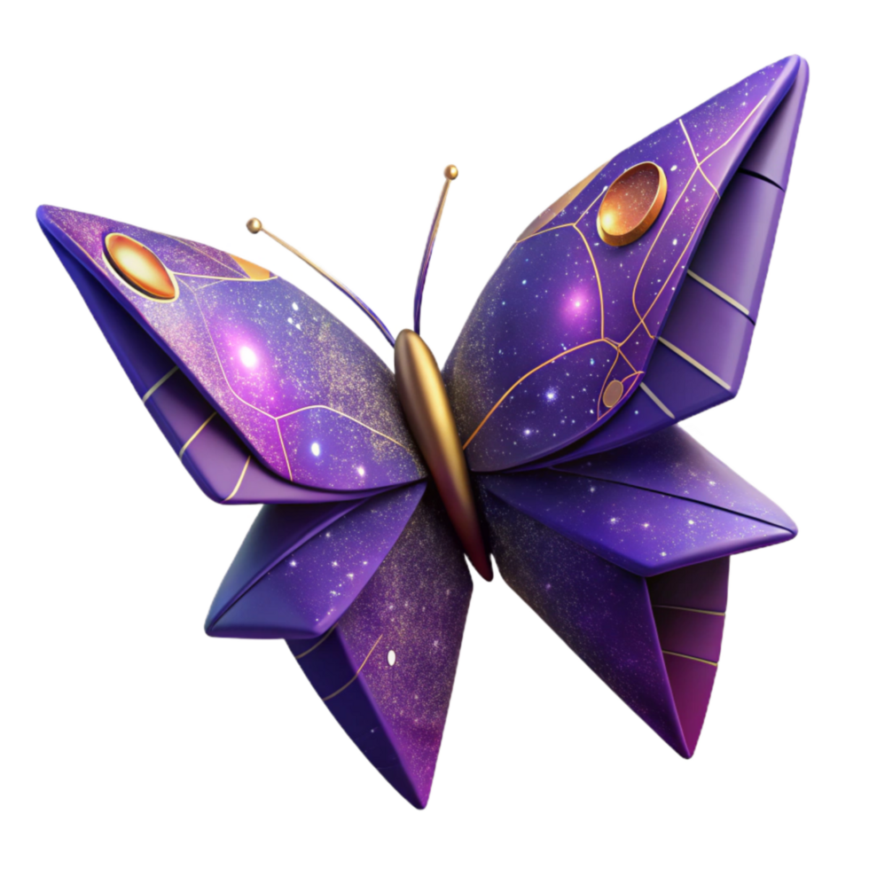 stunning minimalist Purple Origami Butterfly Isolated with Wing Detail high quality png